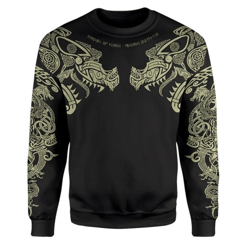 Sweat à capuche Viking avec motifs celtiques dorés douce et confortable