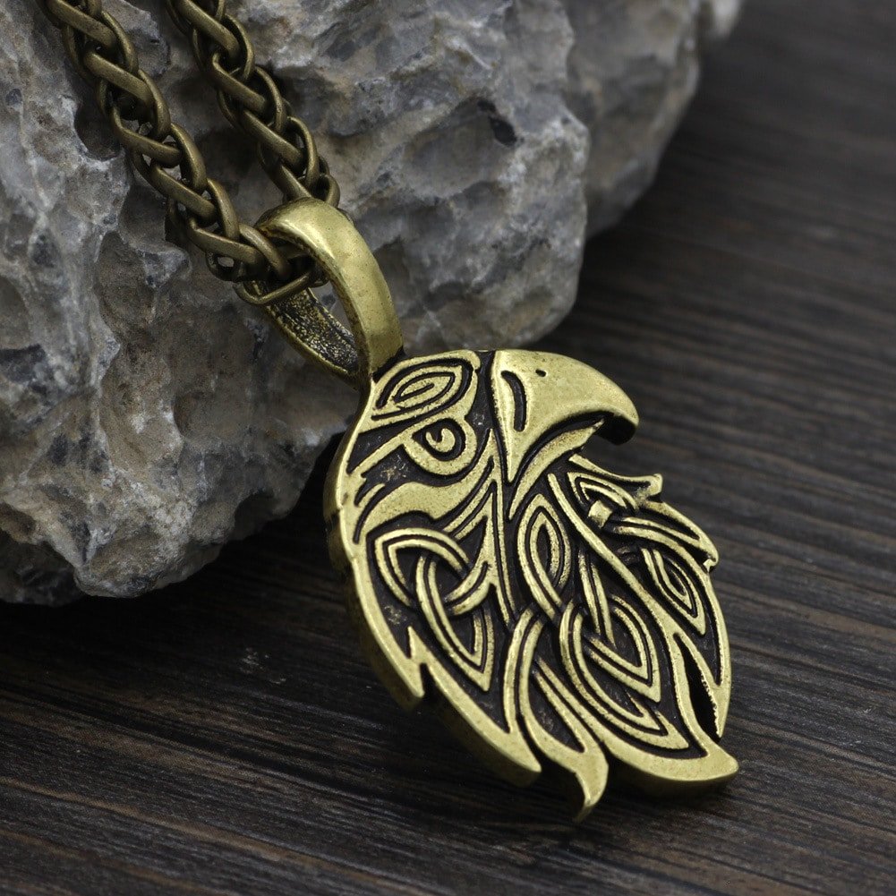 Pendentif viking aigle en alliage doré