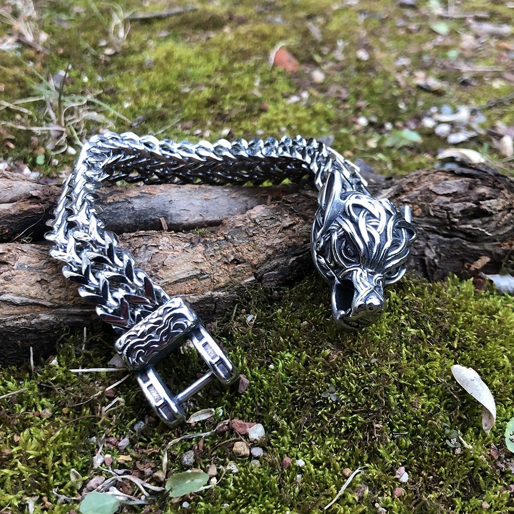 Bracelet Viking Tête de Dragon sculpté