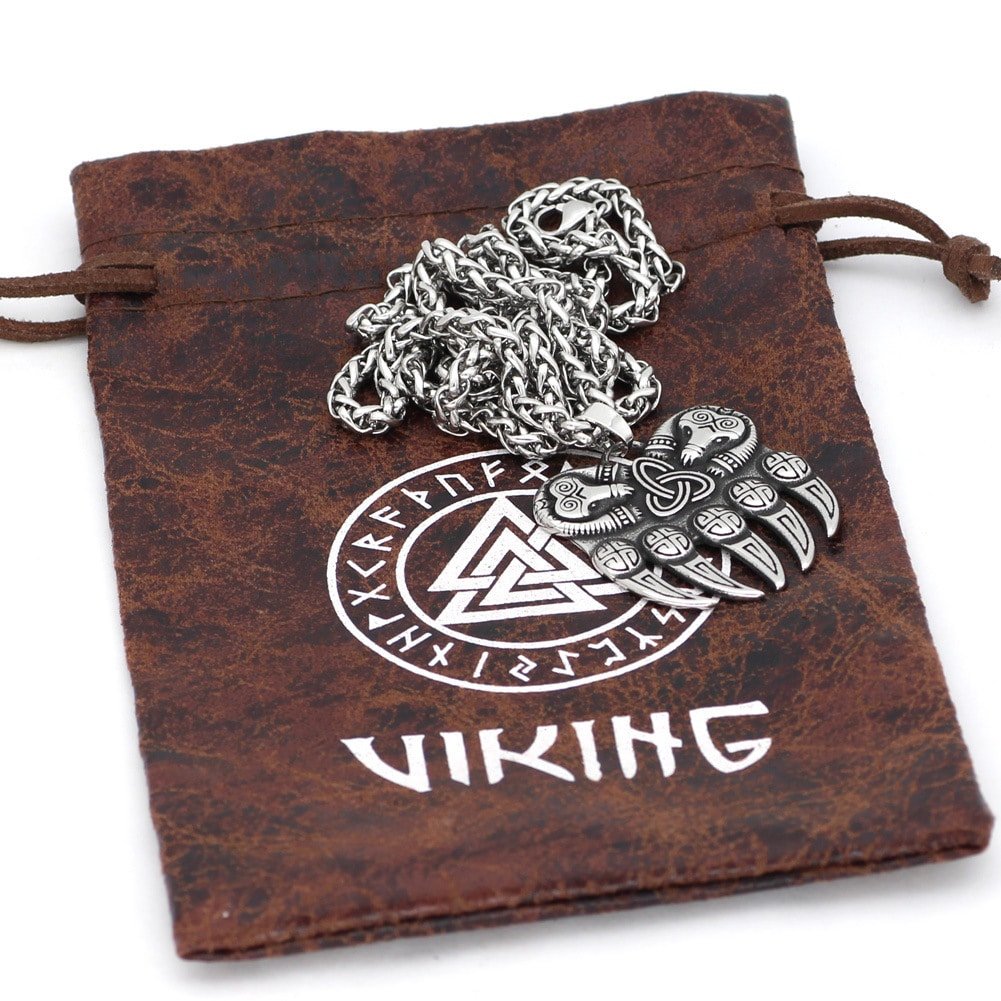 Pendentif Viking Griffe de Loup avec pochette