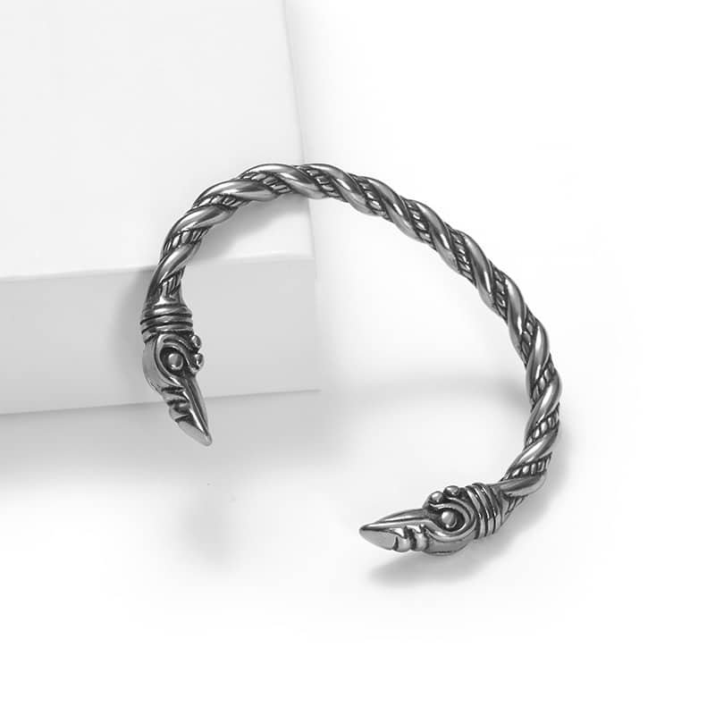 Bracelet Viking Tête de Loup en acier inoxydable robuste