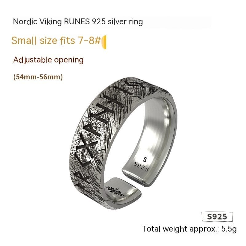 Bague viking gravure runes en acier inoxydable plaqué or rose