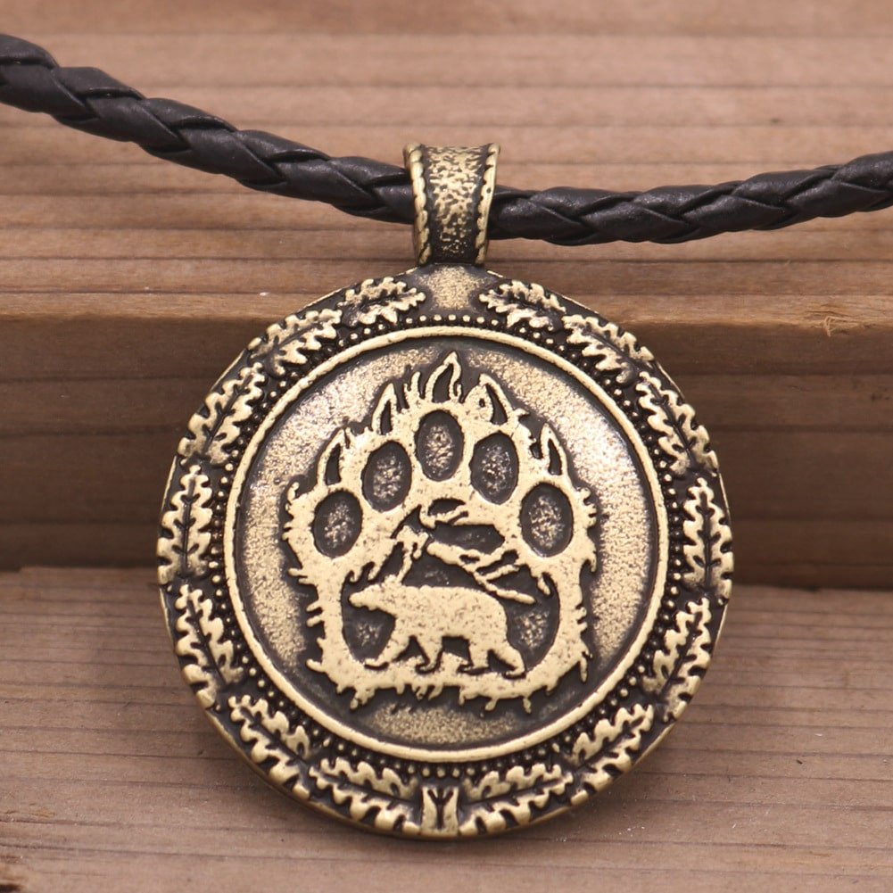 Pendentif Viking Empreinte de Patte d'Ours doré