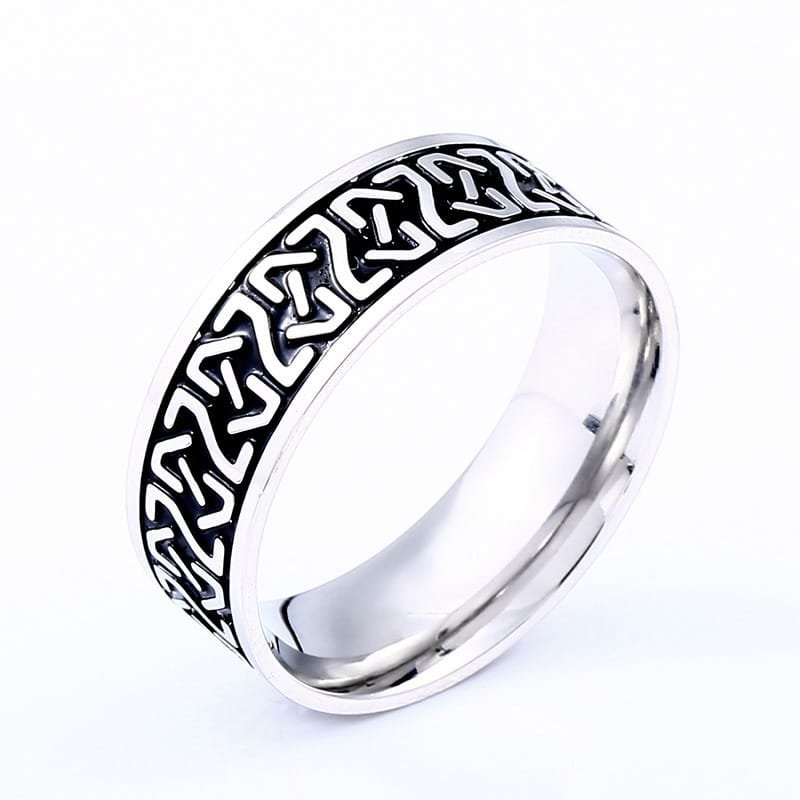 Bague Viking Motif Runes Finition argentée