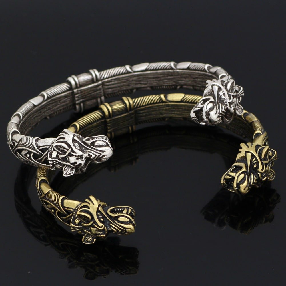 Bracelet Viking Tête de Dragon argent et or