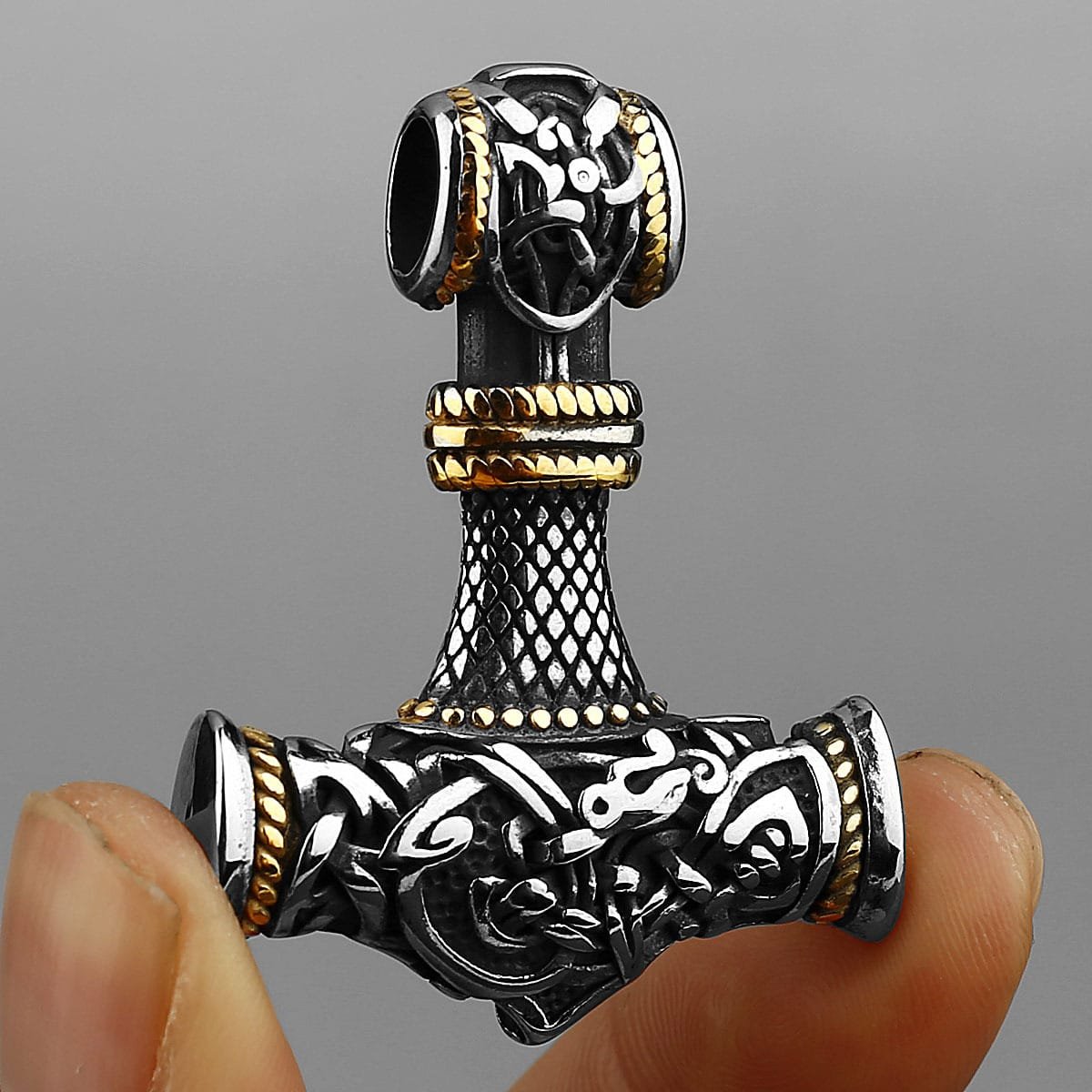 Pendentif Viking Mjölnir Finition bicolore