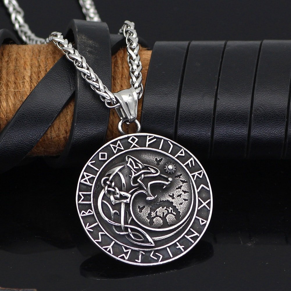 Pendentif Viking Loup en acier inoxydable