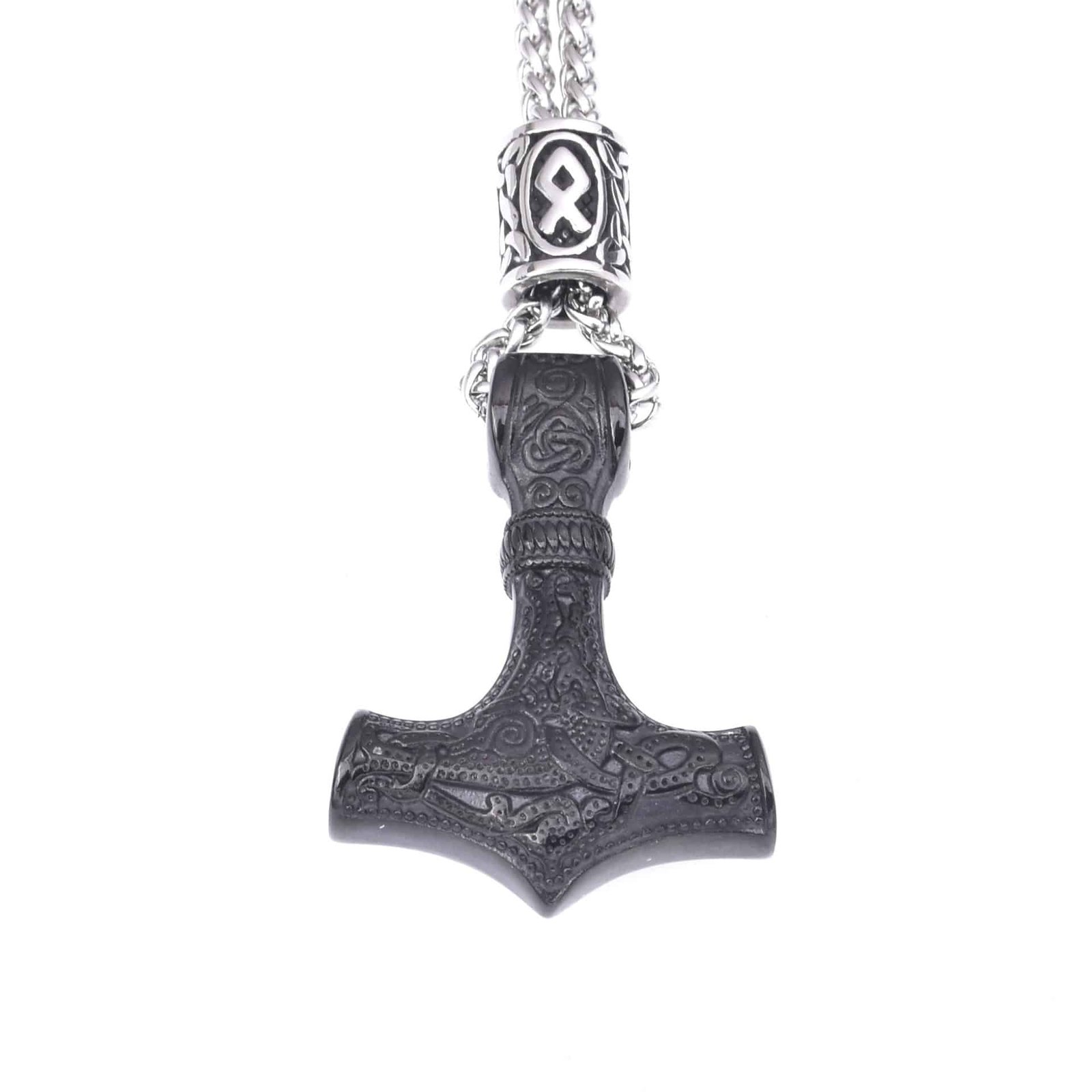 Pendentif Viking Marteau de Thor en Acier Inoxydable noir