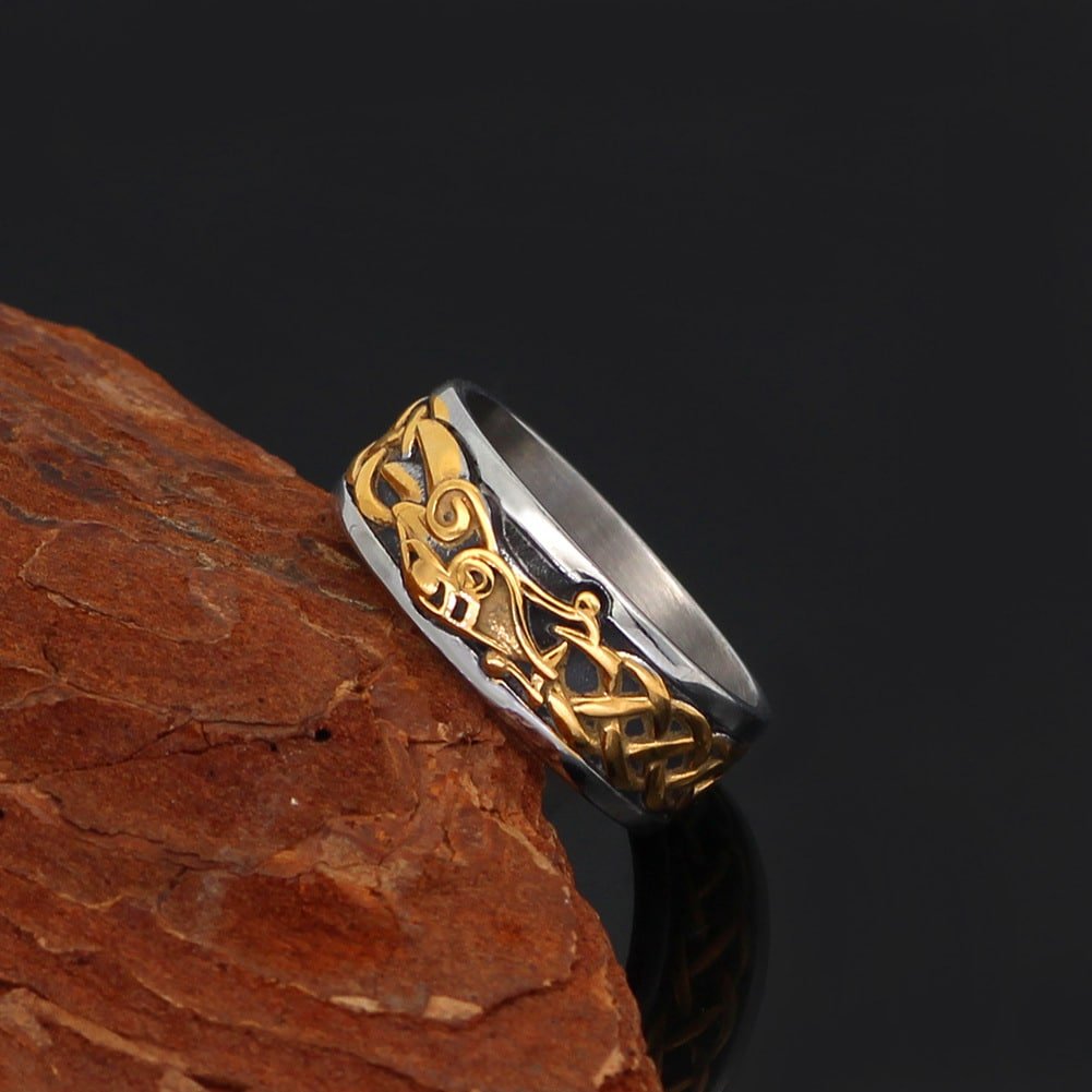 Bague Viking Entrelacs en acier titane