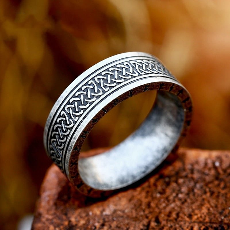 Bague Viking Runes Acier Inoxydable et Noir