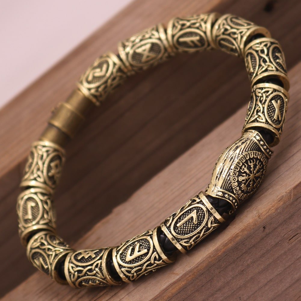 Bracelet Viking Motif Runique couleur doré