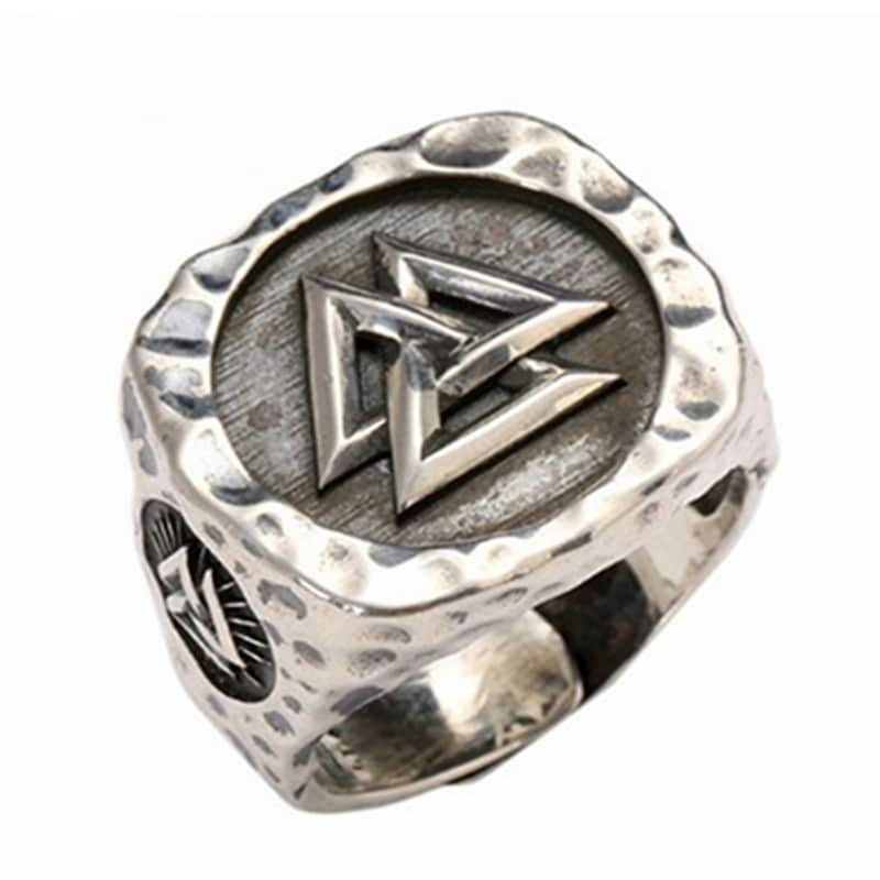 Bague Viking Valknut motif finement gravé