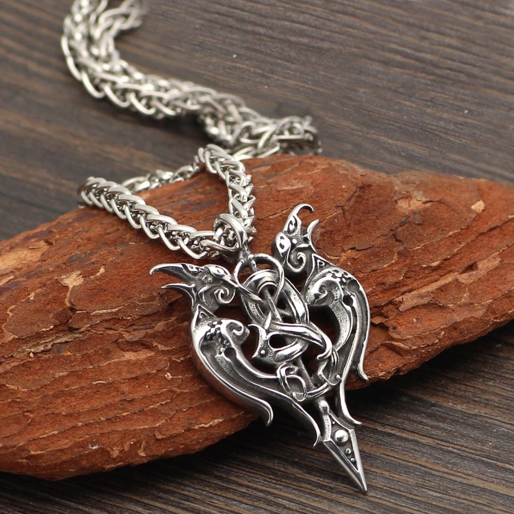 Collier viking motif celtique en acier titane durable