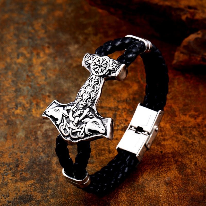 Bracelet Viking Mjölnir en acier titane robuste