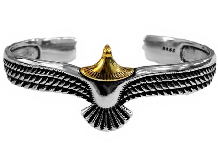 Bracelet viking en argent avec aigle doré