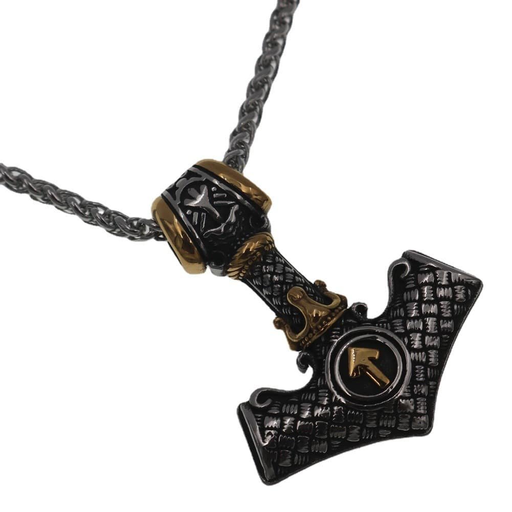 Pendentif viking en acier titane finition polie