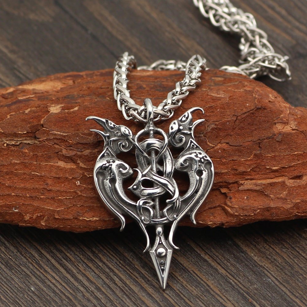 Collier viking motif celtique chaine ajustable