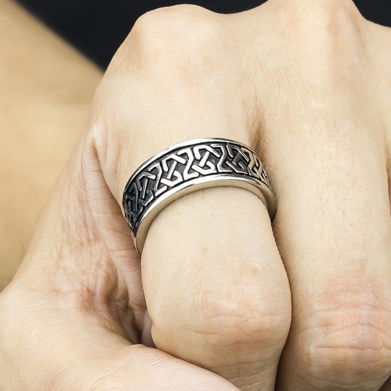 Bague Viking Runes Acier Inoxydable et Noir