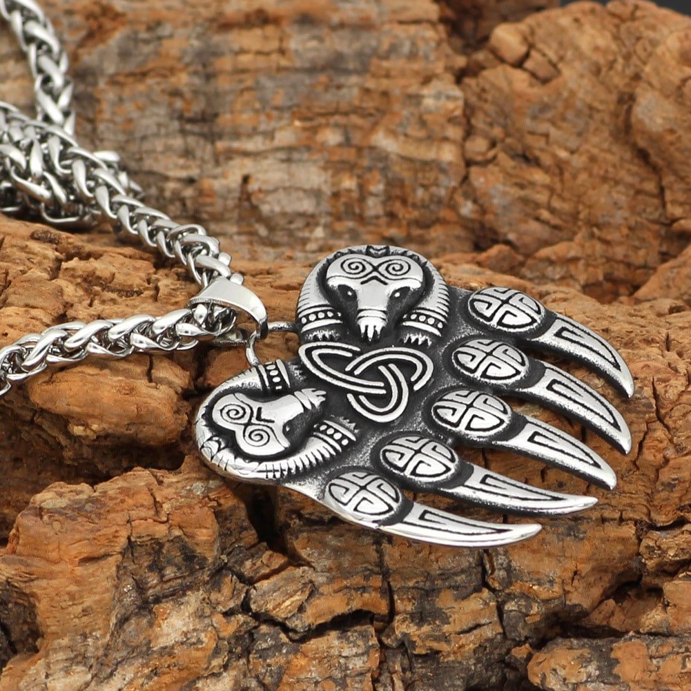 Pendentif Viking Griffe de Loup en acier inoxydable