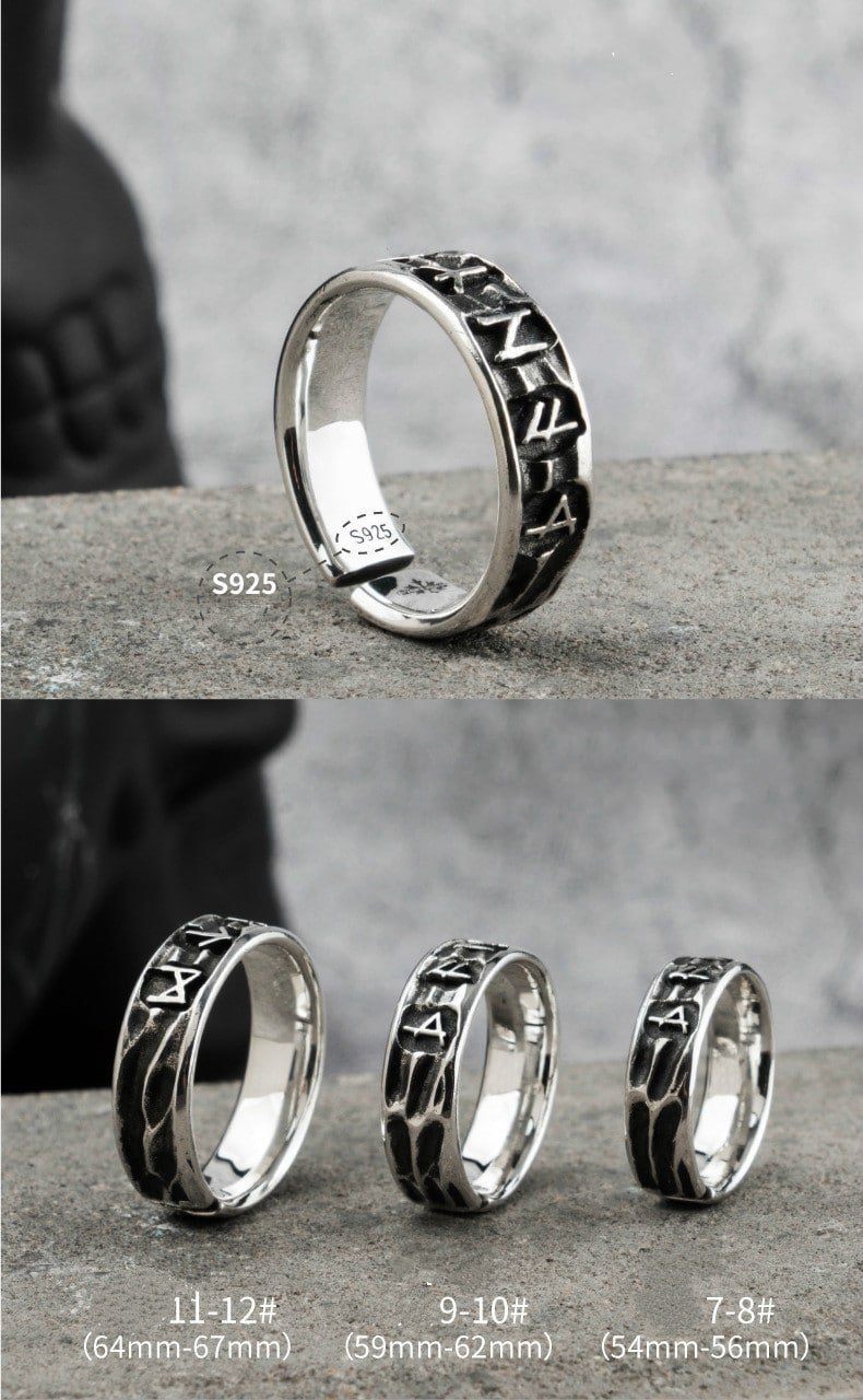 Bague Viking Runes Taille ajustable