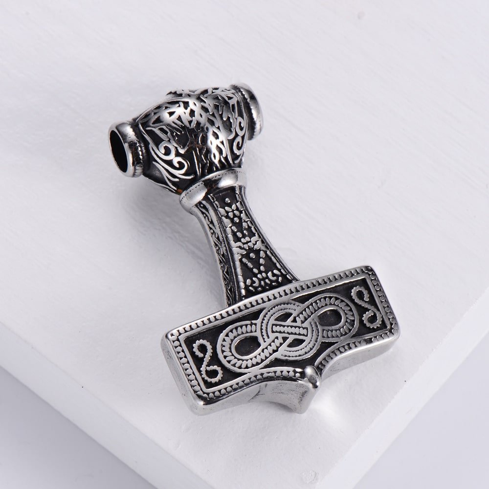 Pendentif Viking Marteau de Thor Finition argentée