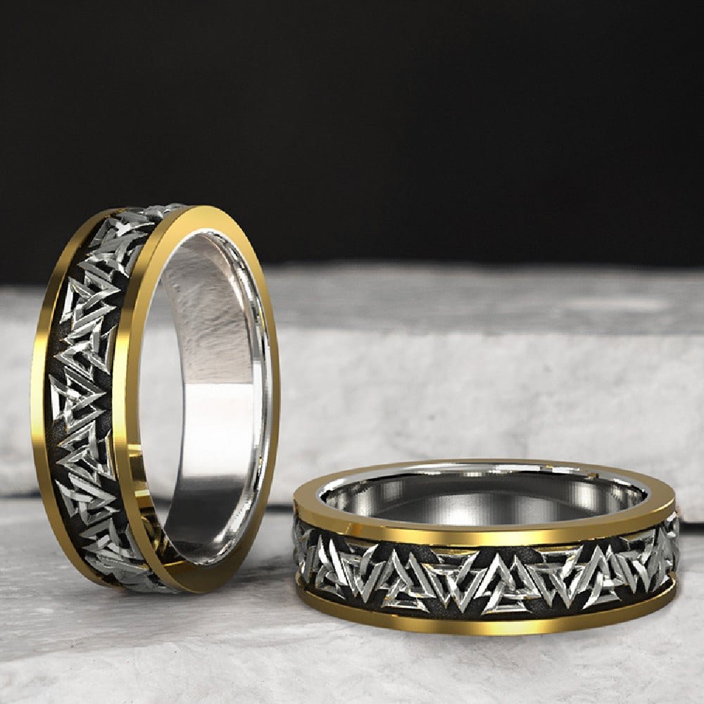 Bague alliance viking argent et or