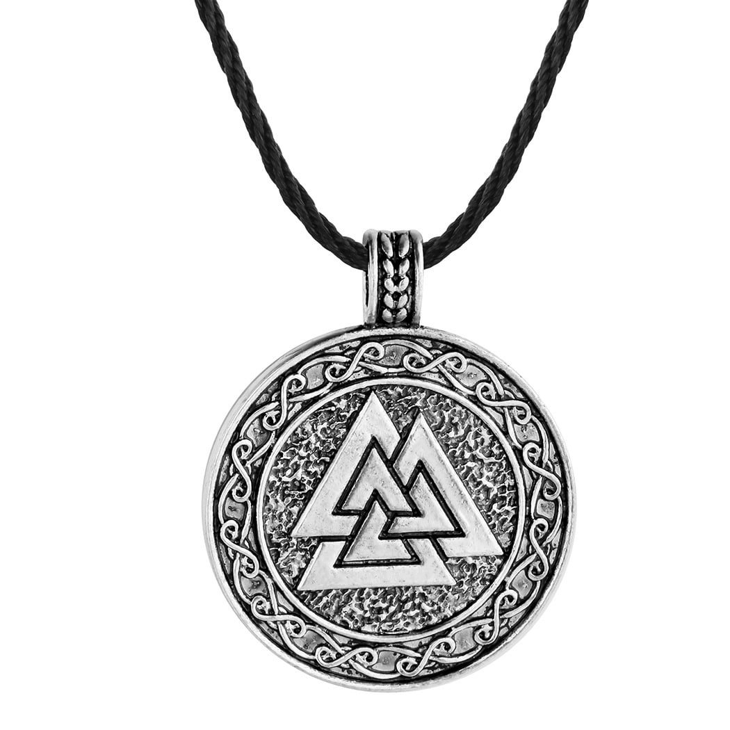 Pendentif viking triskel en alliage vieilli cordon en cuir