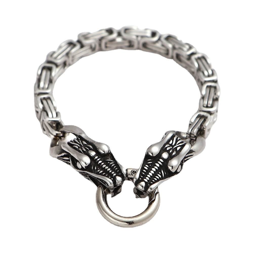 Bracelet viking tête d'ours en acier titane