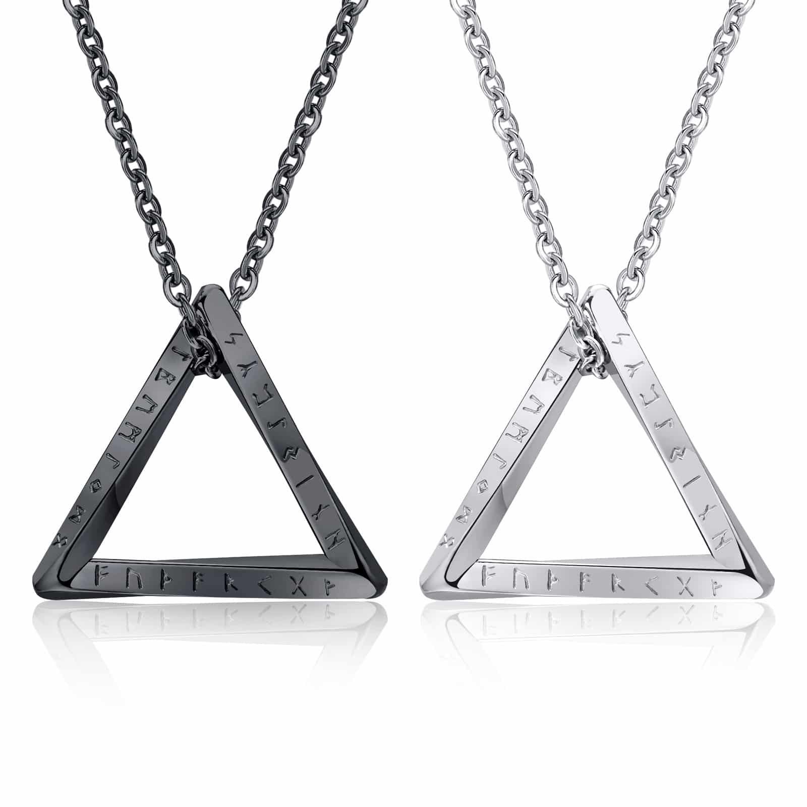 Collier Viking Triangle noir et argenté