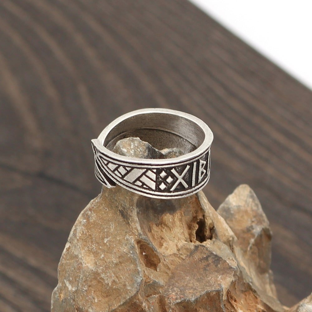 Bague viking ajustable en alliage avec motif celtique