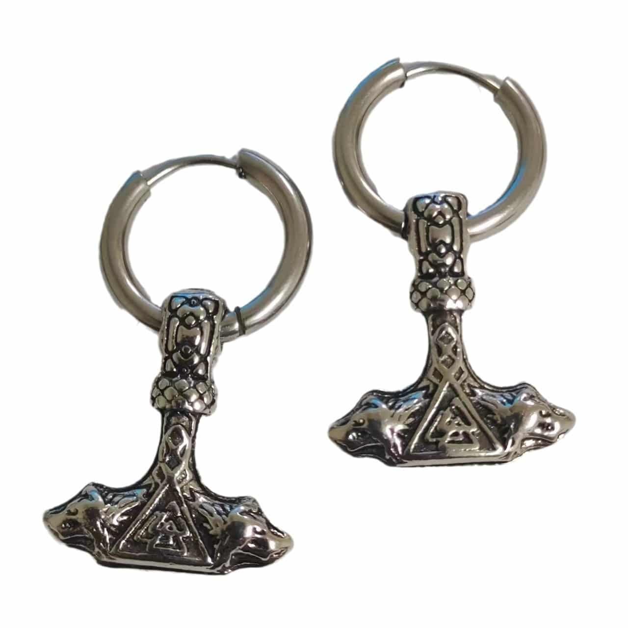 Boucles d'oreilles Viking Marteau de Thor en alliage