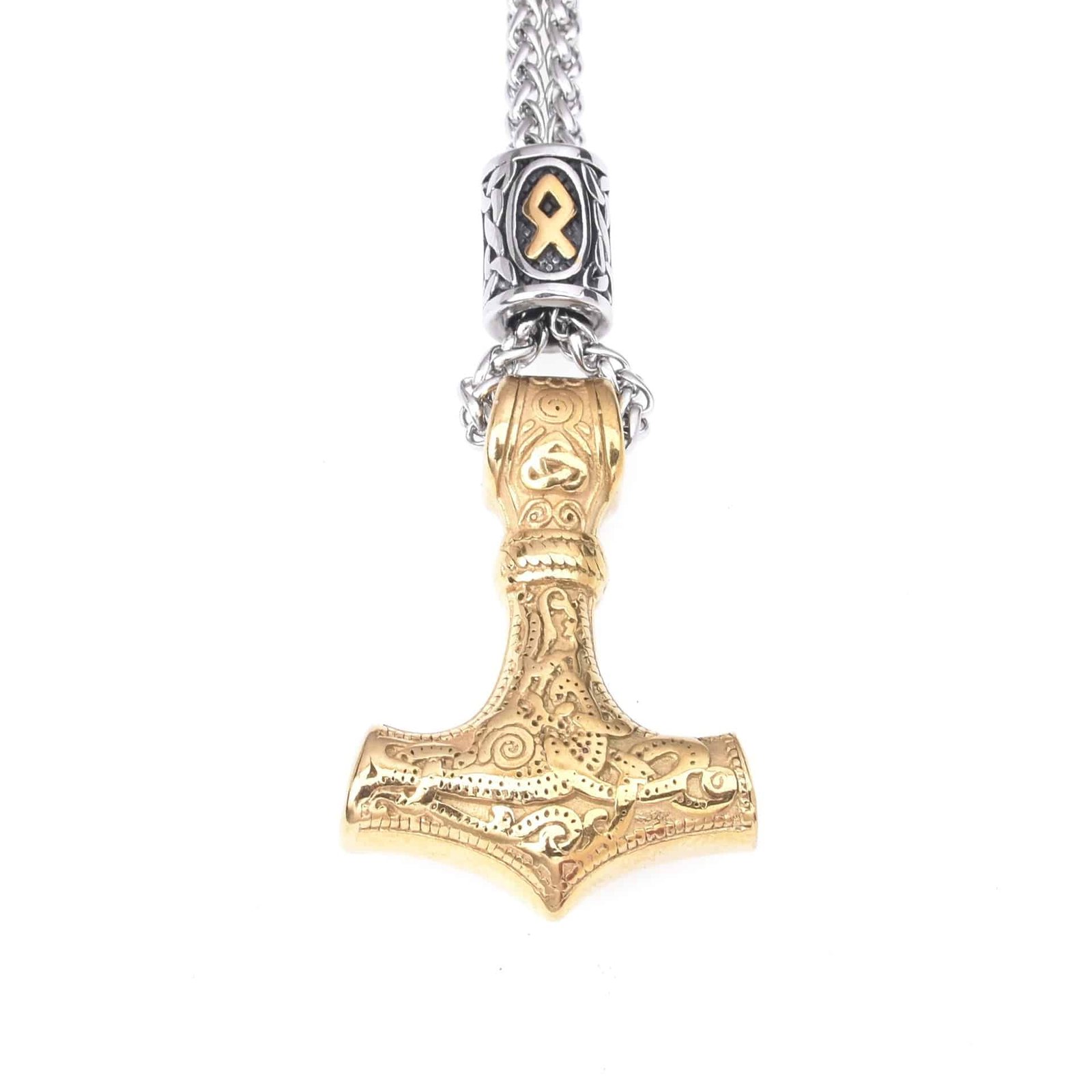 Pendentif Viking Marteau de Thor en Acier Inoxydable doré