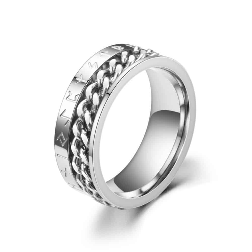 Bague Viking à Gravure Runique argenté