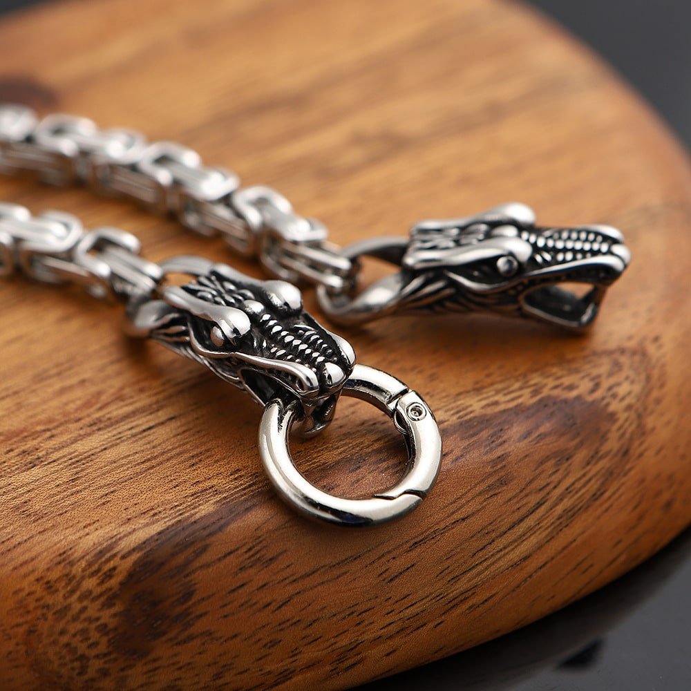 Bracelet viking tête d'ours en acier titane robuste