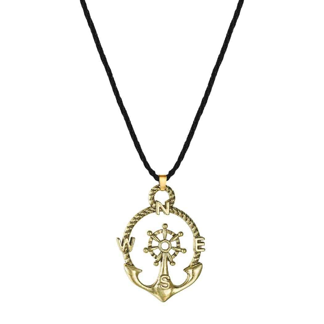 Pendentif Viking doré avec collier Symbole d'Aventure et de Navigation