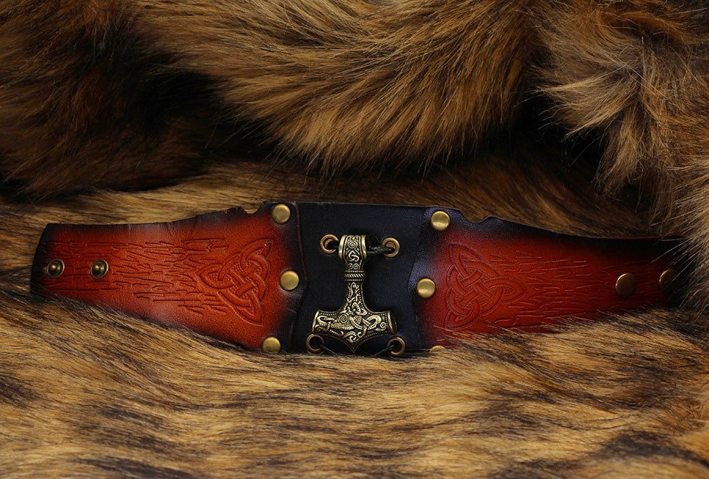 Bracelet viking en cuir tressé noir avec fermoir unisexe