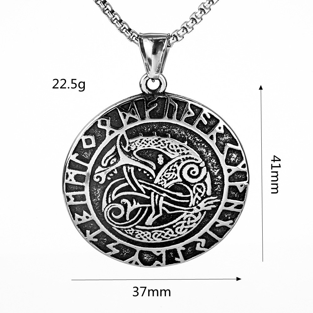 Dimension Collier Viking Acier Titane Motif Dragon Celtique