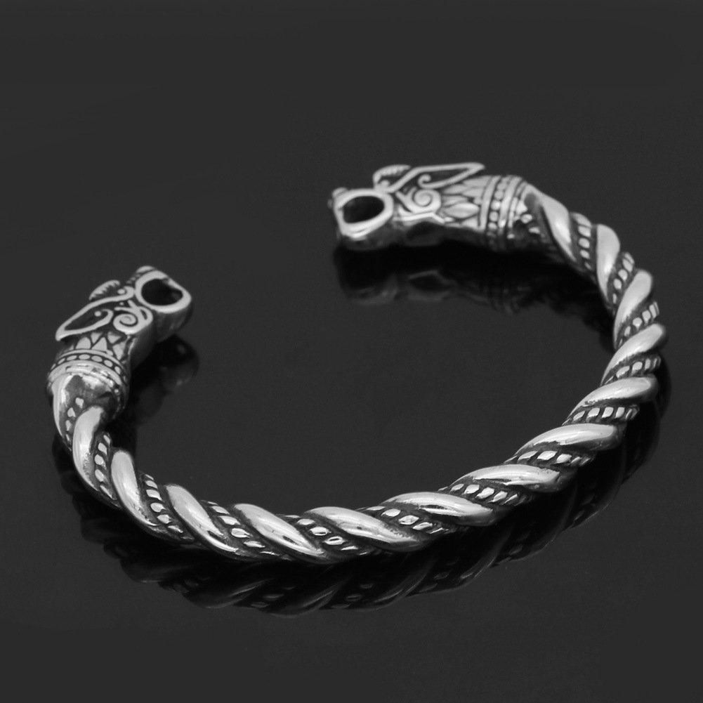 Bracelet Viking Tête de Dragon en Acier Inoxydable finition brillante