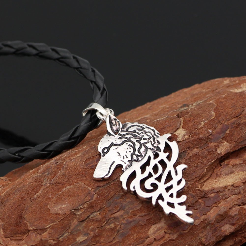 Pendentif Viking Tête de Loup Stylisé finition retro