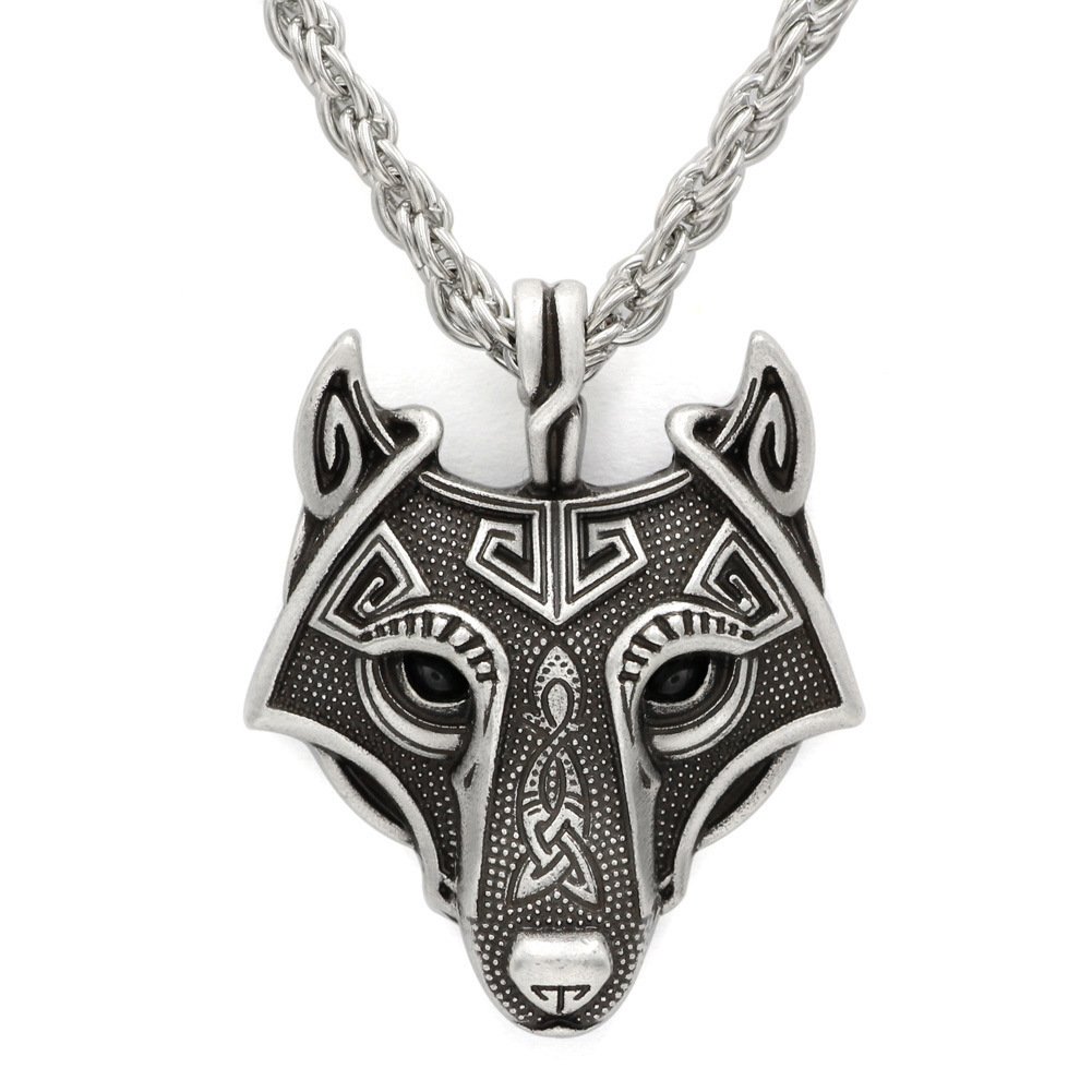 Pendentif Viking Loup en Alliage couleur acier