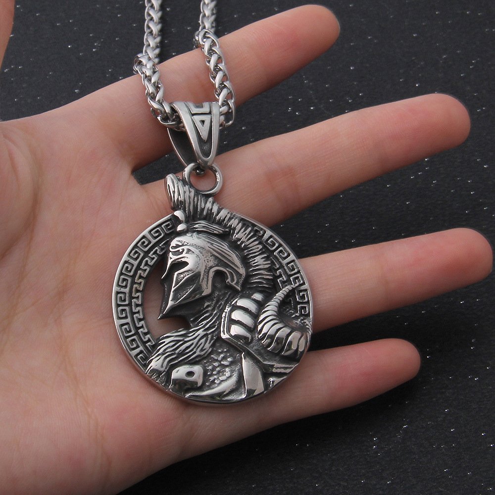 Pendentif Viking Guerrier en Acier Titane argenté