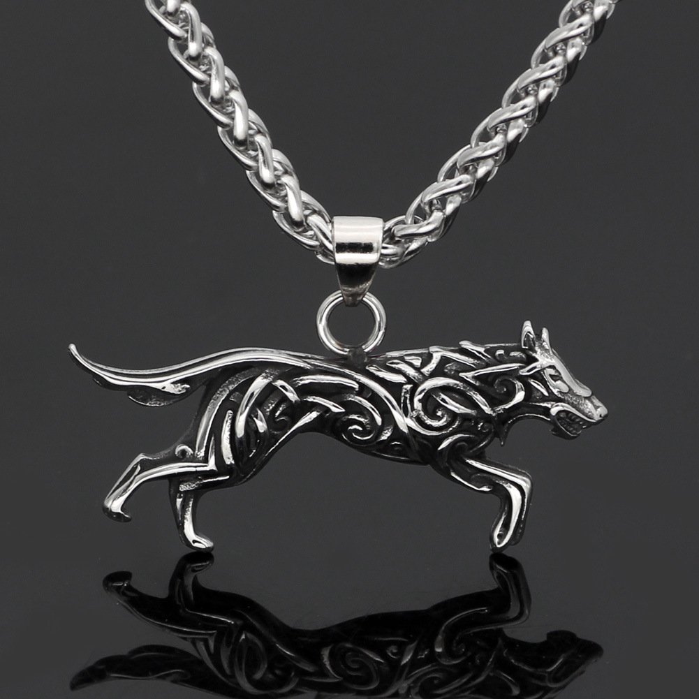 Collier Viking Loup Fenrir finition brillante