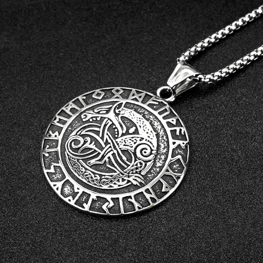 Collier Viking Acier Titane Motif Dragon Celtique