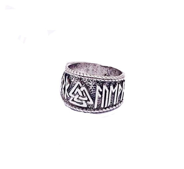 Bague Viking Motif Runique couleur acier