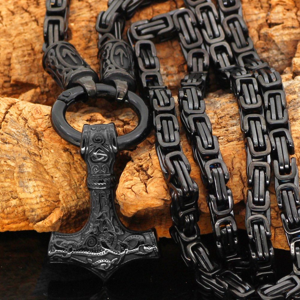 Collier Viking Marteau de Thor en Acier Titane avec chaine