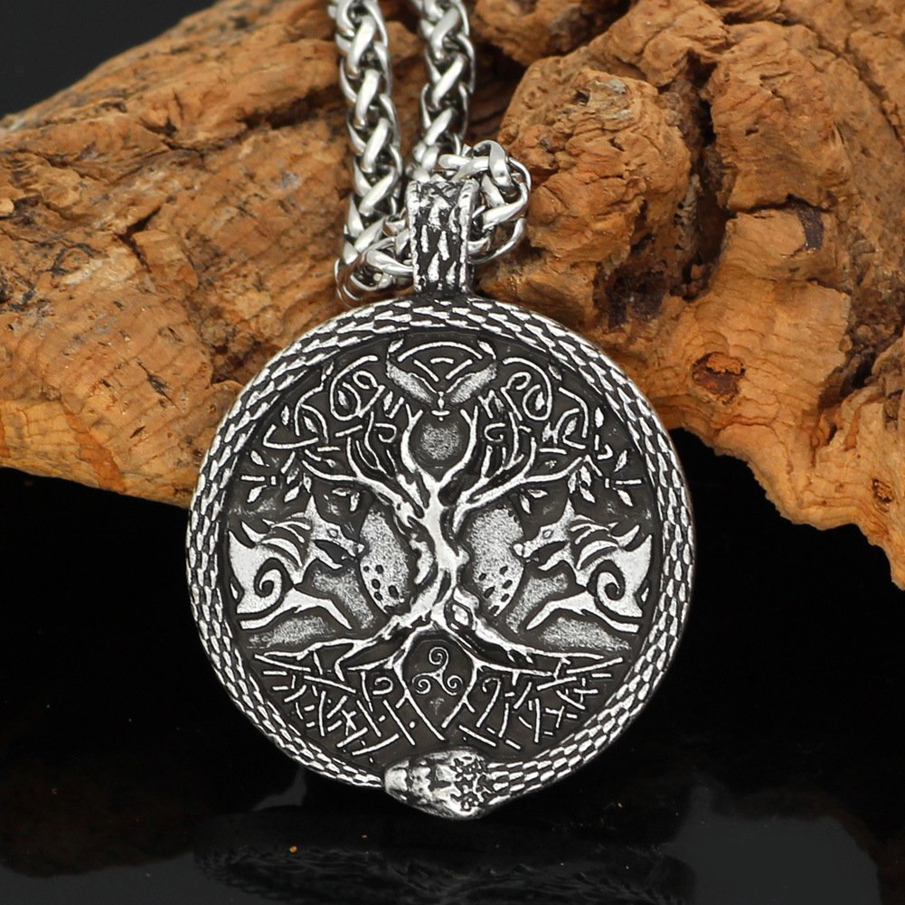 Collier Arbre de Vie Viking argenté style retro