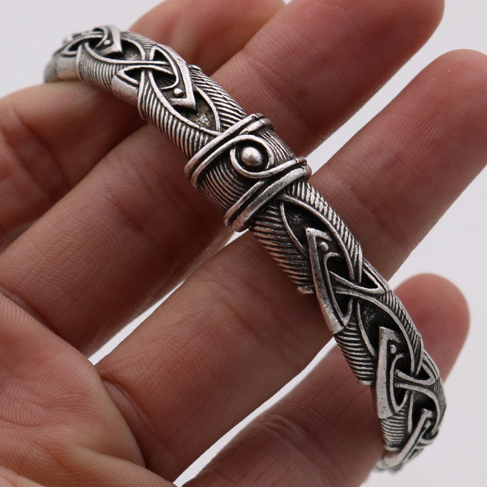 Bracelet Viking Tête de Dragon en Alliage couleur argenté