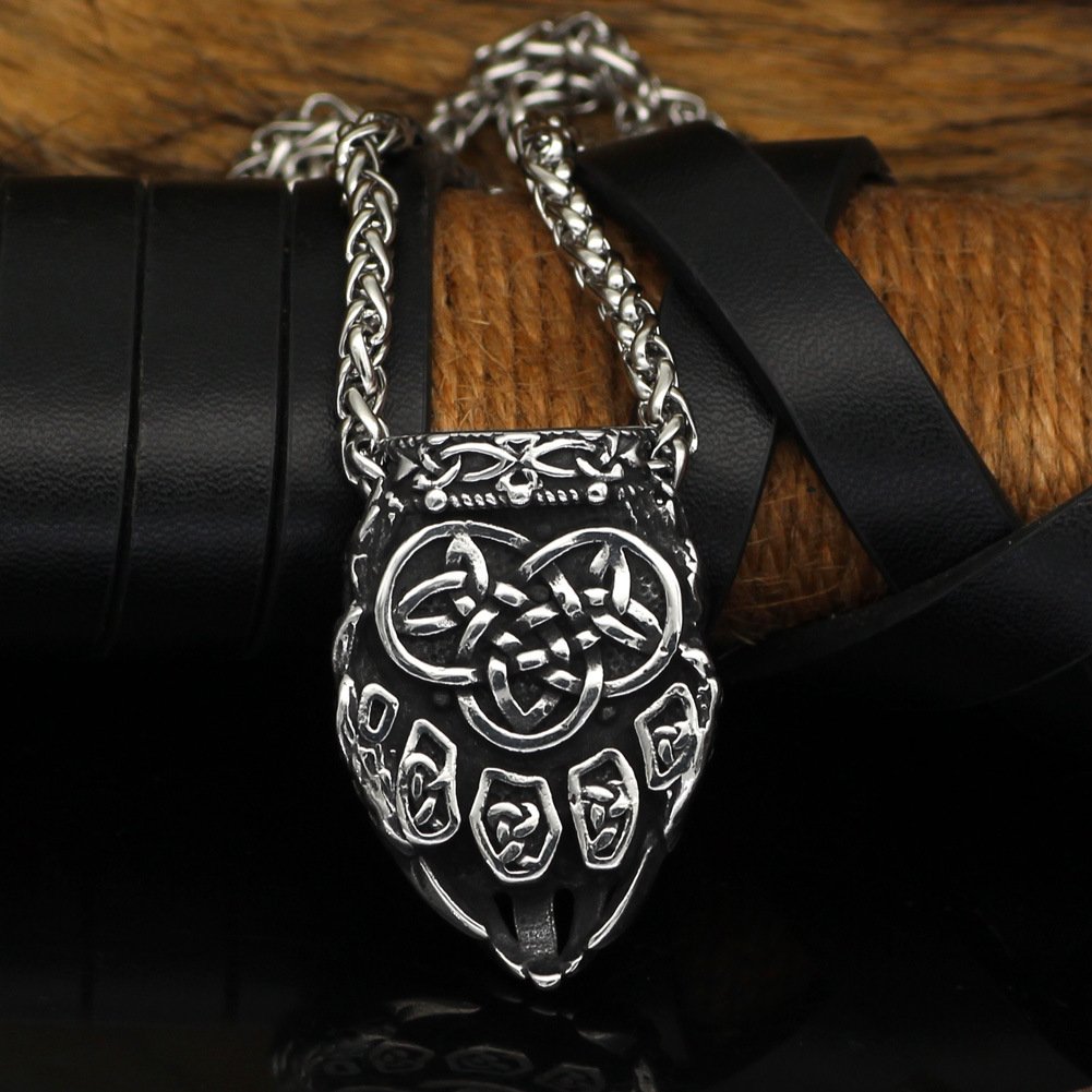 Pendentif Viking Tête de Loup et Valknut avec chaine