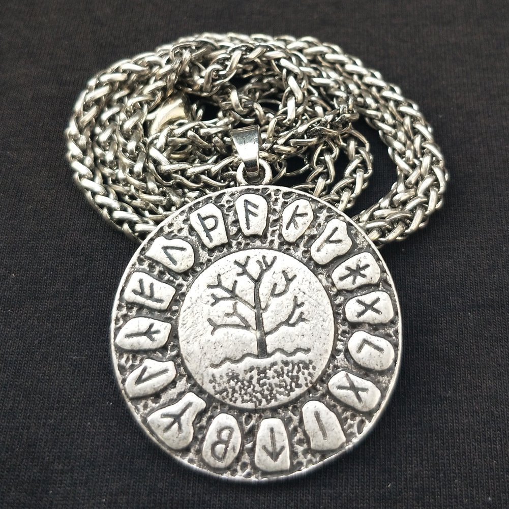 Pendentif Viking Arbre de Vie argenté avec chaine