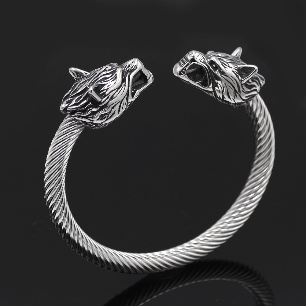 Bracelet Viking Tête de Loup style vintage